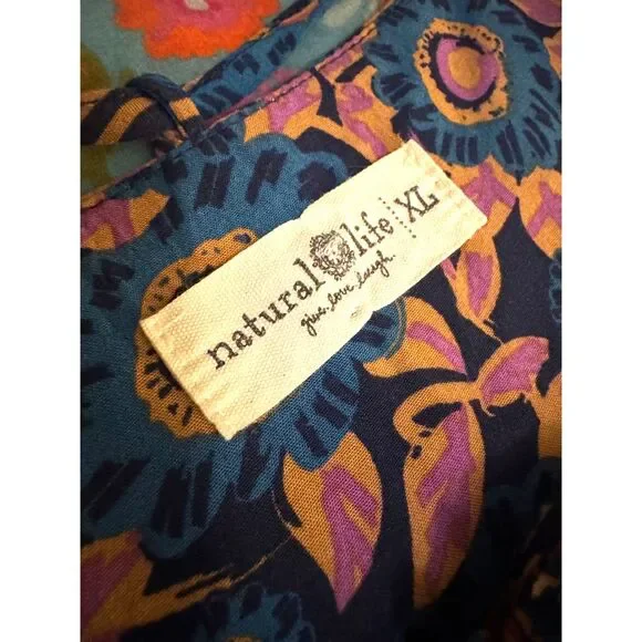 NATURAL LIFE Navy and Pink Floral Maxi Dress - Picture 3 of 13